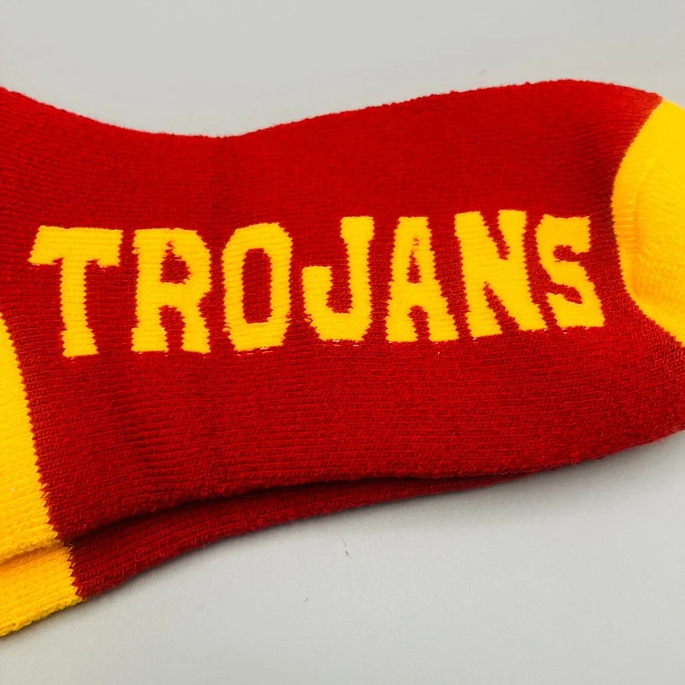For Bare Feet FBF USC Trojans Crew Socks Red/Yellow‎ Men's LARGE 10-13 New